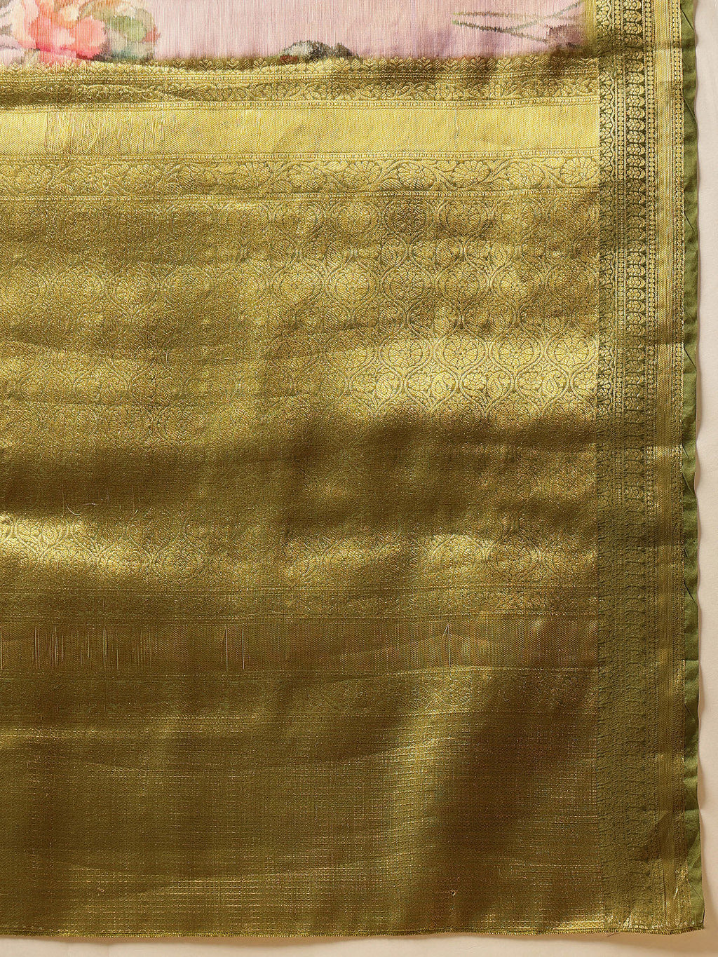 Lavender Banarasi Tissue Silk Saree with Floral Digital Print