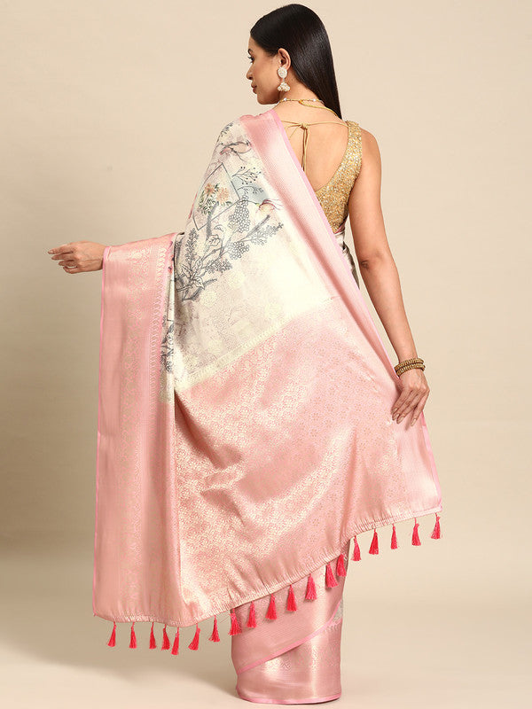 Multicolor Art Silk Woven Zari Kalamkari Design Saree with Blouse