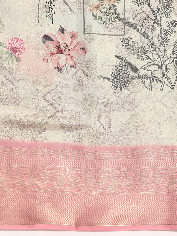 Multicolor Art Silk Woven Zari Kalamkari Design Saree with Blouse