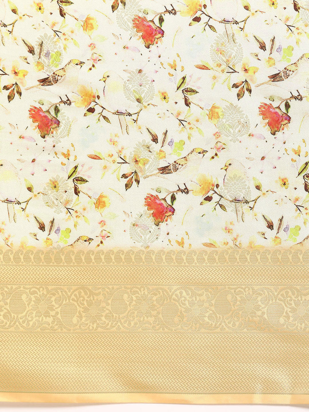 Multicolor Floral Art Silk Saree with Woven Zari Design