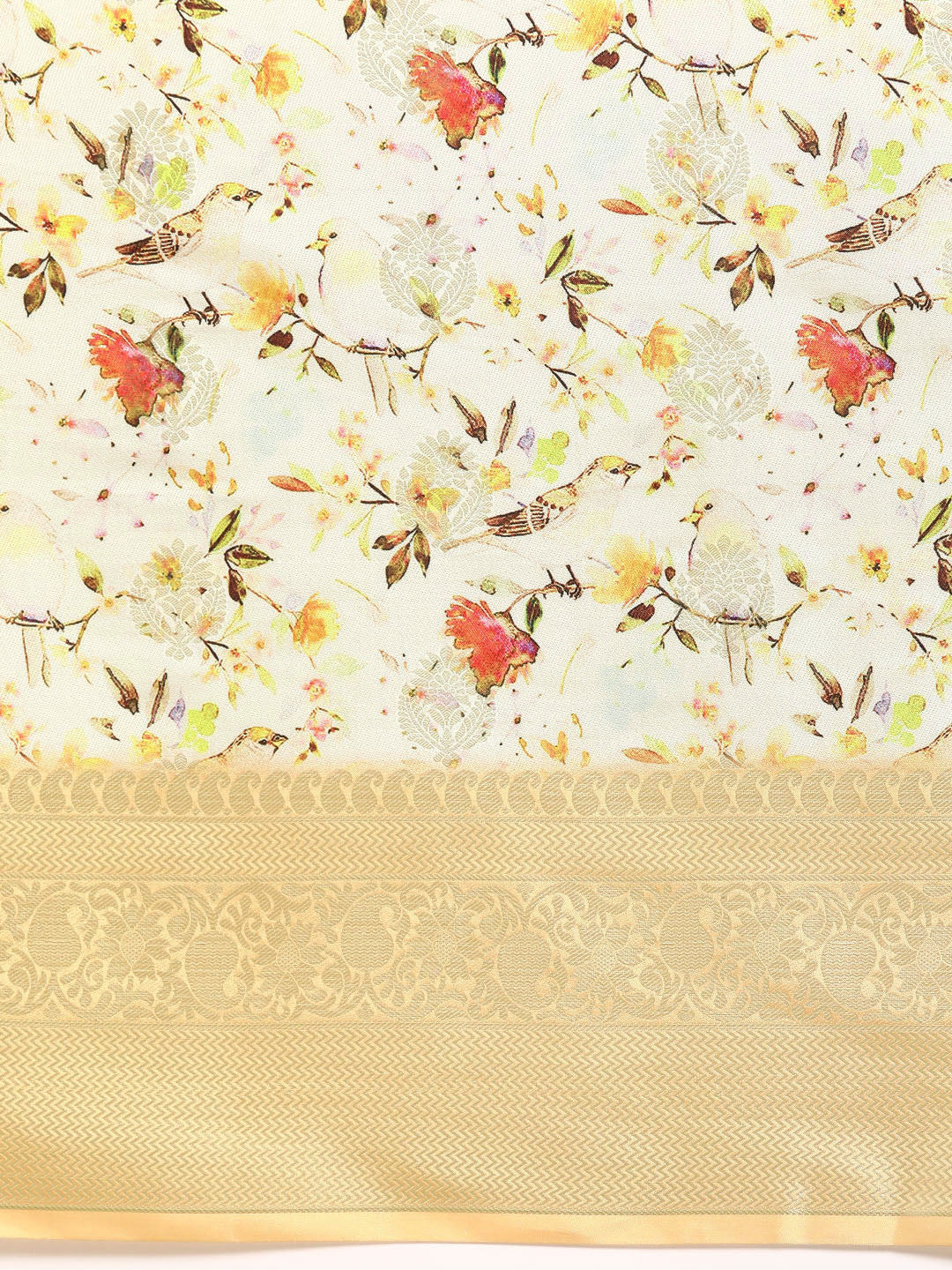 Multicolor Floral Art Silk Saree with Woven Zari Design