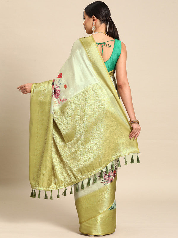 Multicolor Floral Art Silk Saree with Woven Zari Design