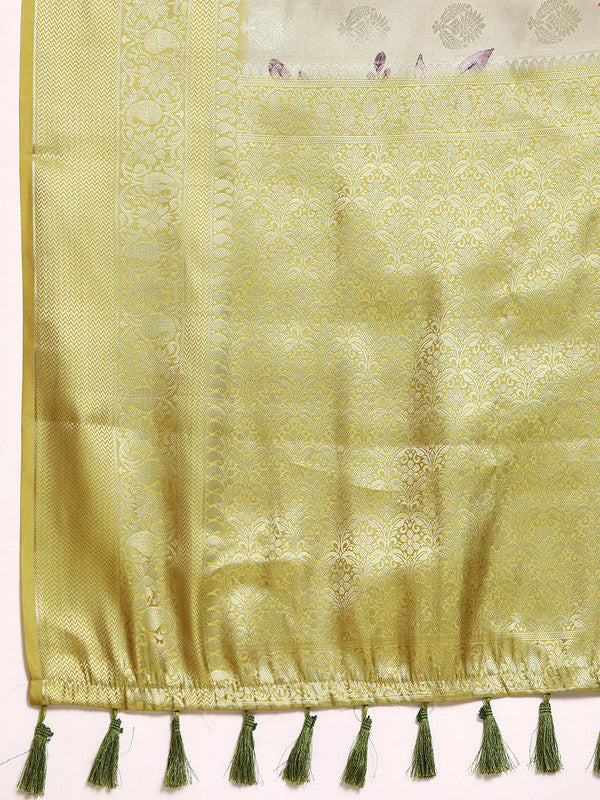 Multicolor Floral Art Silk Saree with Woven Zari Design