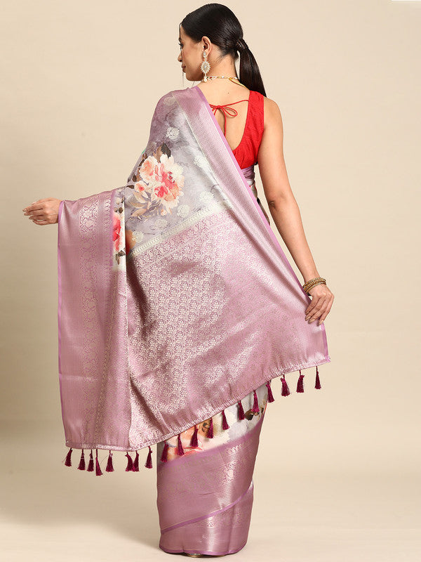 Multicolor Art Silk Floral Saree with Woven Zari Design