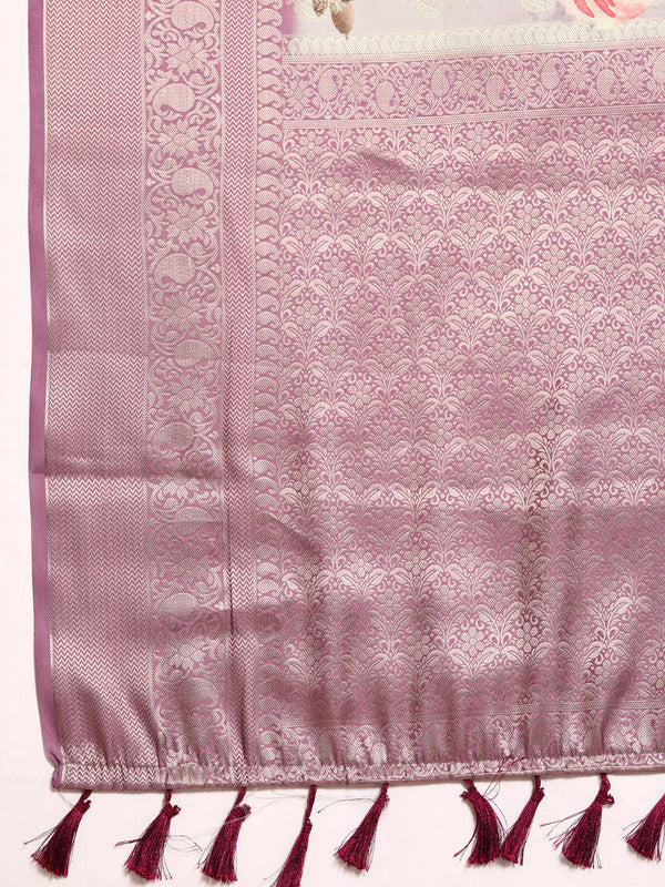 Multicolor Art Silk Floral Saree with Woven Zari Design