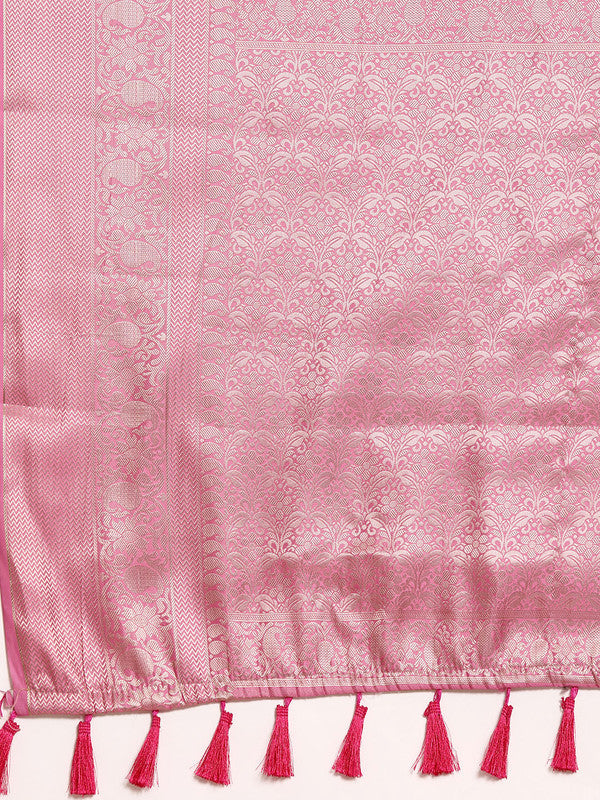 Multicolor Floral Art Silk Saree with Woven Zari Border