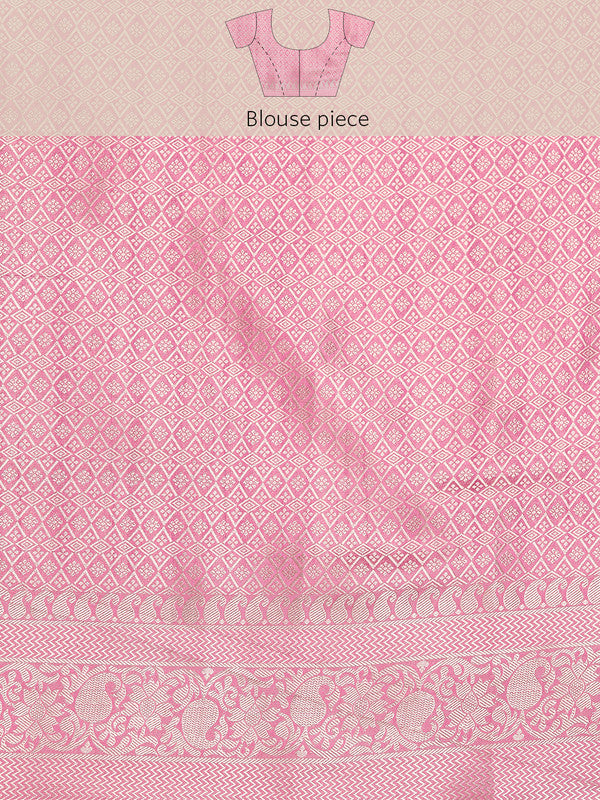 Multicolor Floral Art Silk Saree with Woven Zari Border
