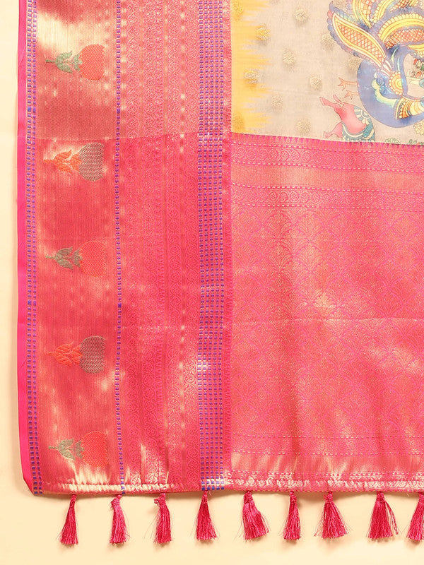 Gray Art Silk Floral Digital Print Saree with Blouse Piece