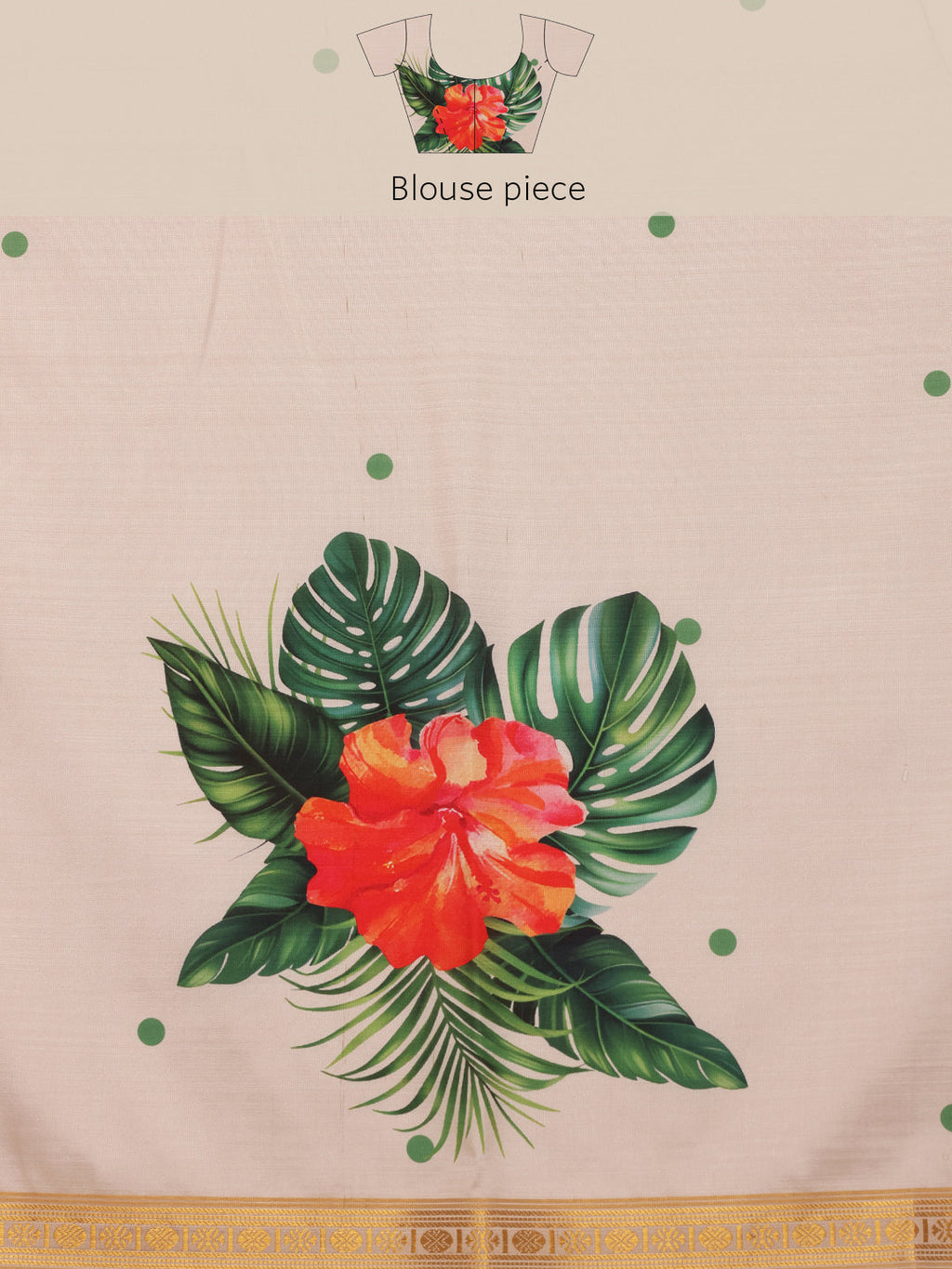 White Onam Art Silk Saree with Floral Digital Print