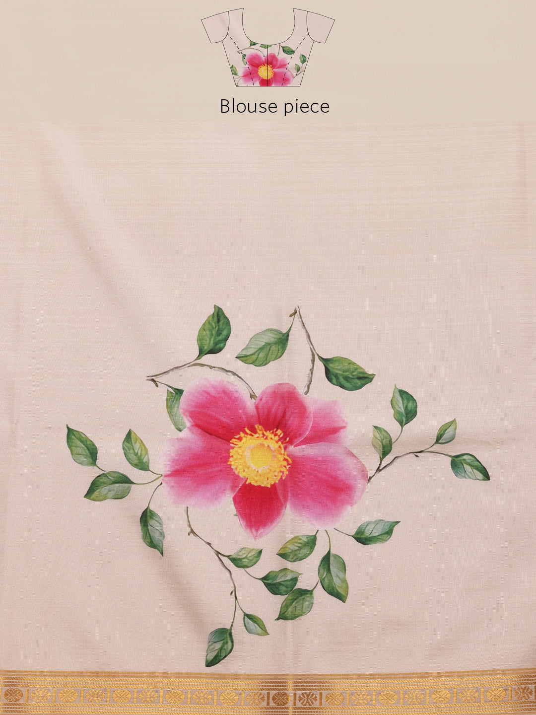 White Onam Art Silk Saree with Vibrant Floral Digital Print