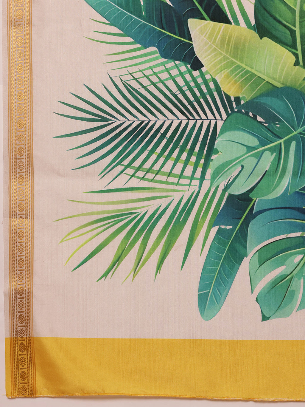 Off White Onam Art Silk Saree with Floral Digital Print