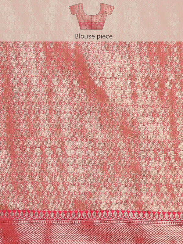 Beige Chanderi Art Silk Floral Printed Saree with Blouse Piece