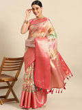 Multicolor Chanderi art silk floral print saree