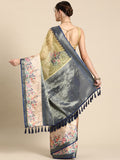 Olive Kanjeevaram Silk Floral Digital Print Saree with Blouse