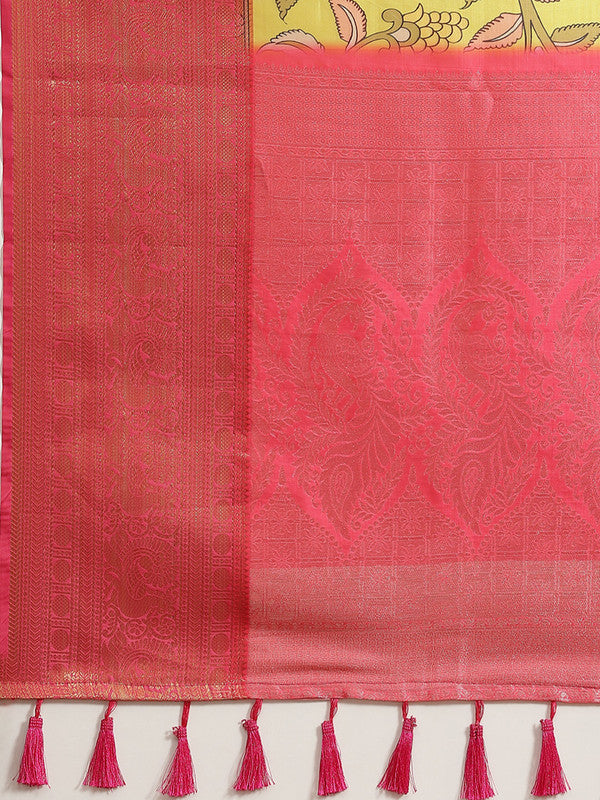 Green Art Silk Digital Print Floral Saree with Unstitched Blouse