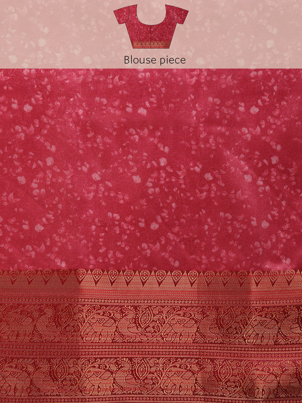 Olive Pure Silk Floral Digital Print Saree with Unstitched Blouse
