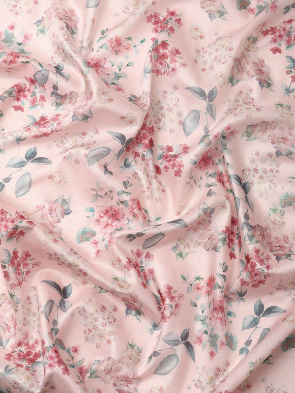 Light Pink Pure Silk Floral Digital Print Saree with Blouse