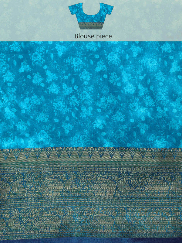 Light Pink Pure Silk Floral Digital Print Saree with Blouse