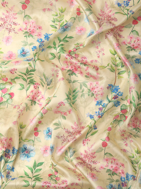 Multicolor Pure Silk Floral Saree with Unstitched Blouse Piece