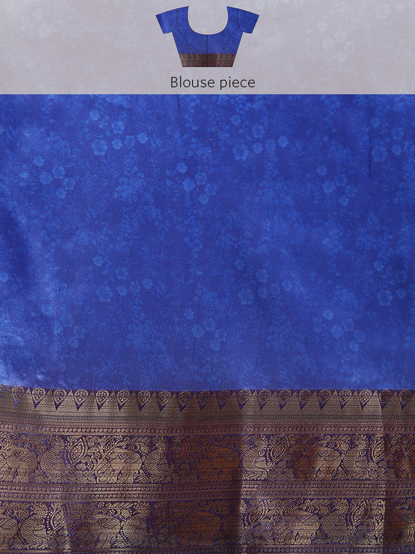 Multicolor Pure Silk Floral Saree with Unstitched Blouse Piece