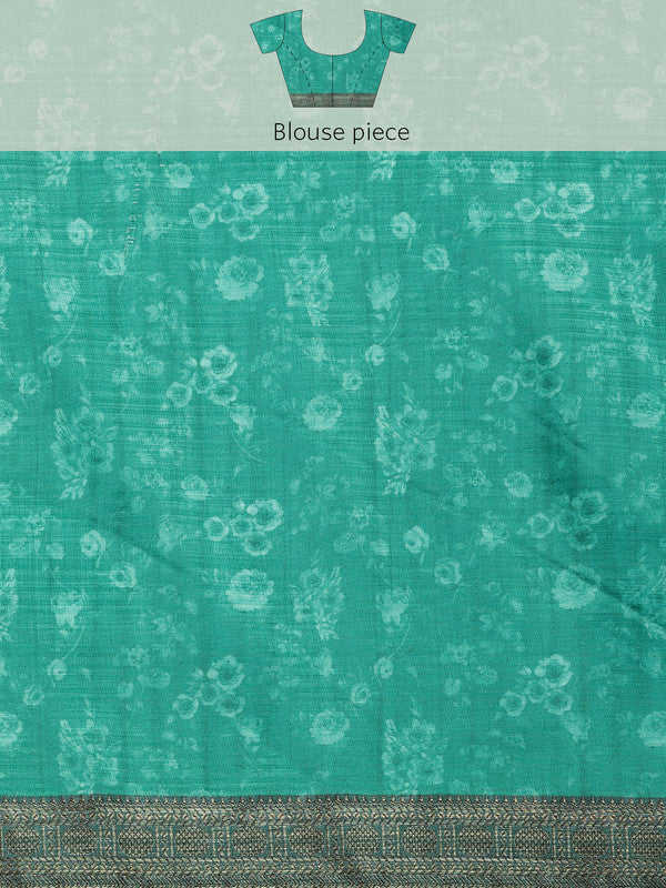 Gray Pure Silk Floral Digital Print Saree with Blouse