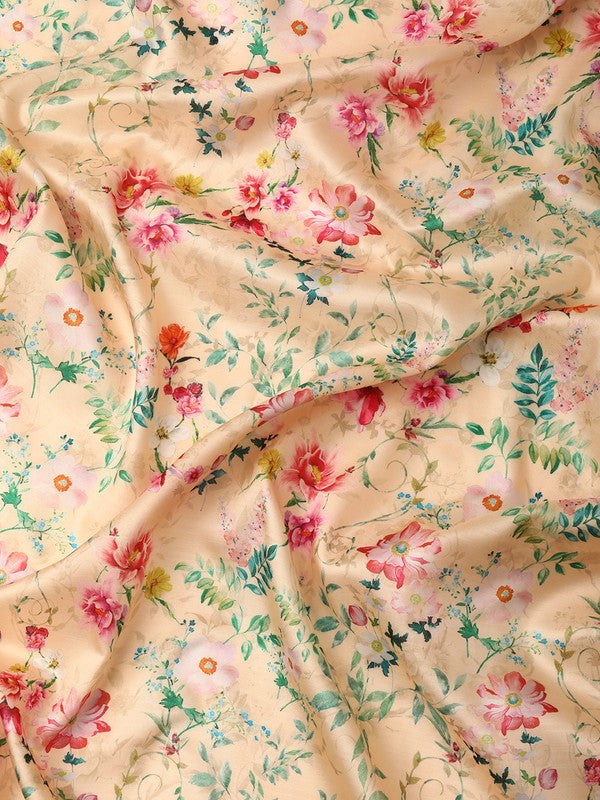 Multicolor Pure Silk Digital Print Floral Saree with Unstitched Blouse