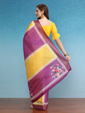 Yellow Tusser Silk Digital Print Solid Saree with Unstitched Blouse