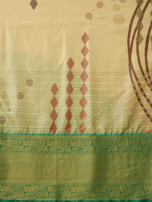 Multicolor Striped Tusser Silk Digital Print Saree