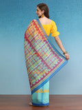 Multicolor Cotton Blend Digital Print Geomatric Saree with Unstitched Blouse - Hiral Fashion