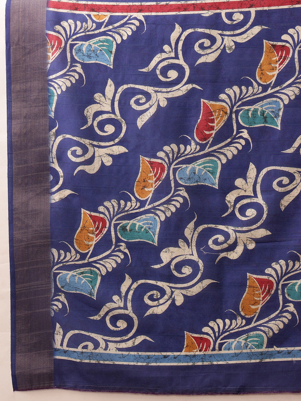 Blue Ikkat Kotha Silk Saree with Elegant Floral Digital Print
