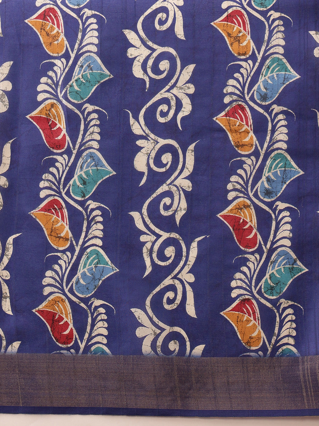Blue Ikkat Kotha Silk Saree with Elegant Floral Digital Print