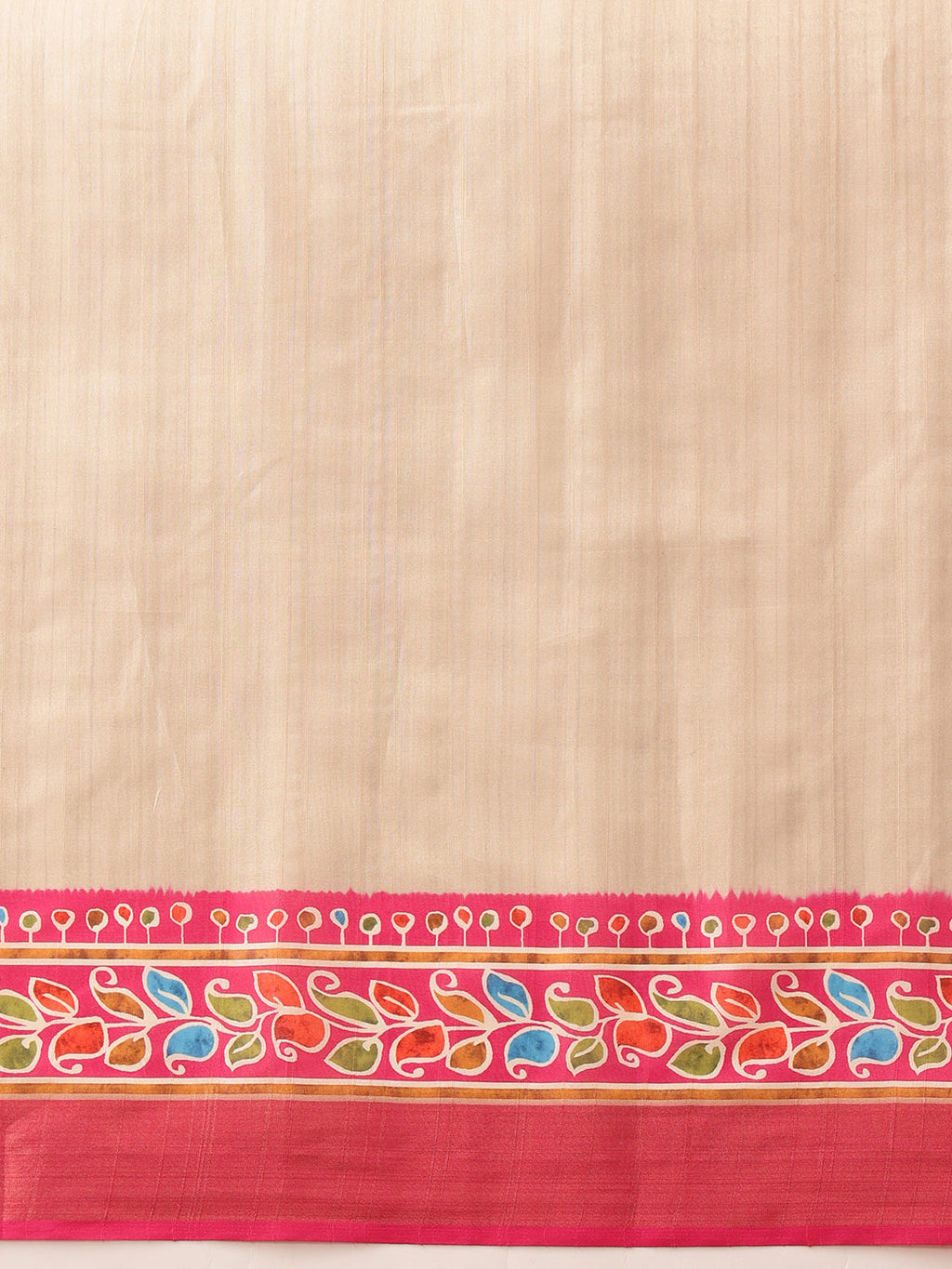 Beige Ikkat Kotha Silk Floral Digital Print Saree
