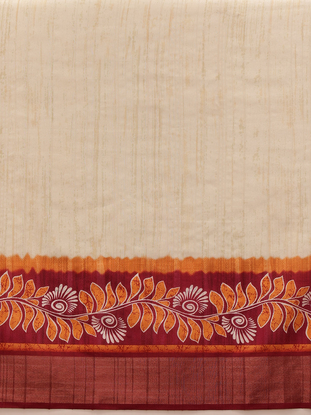 Off White Ikkat Kotha Silk Floral Digital Print Saree