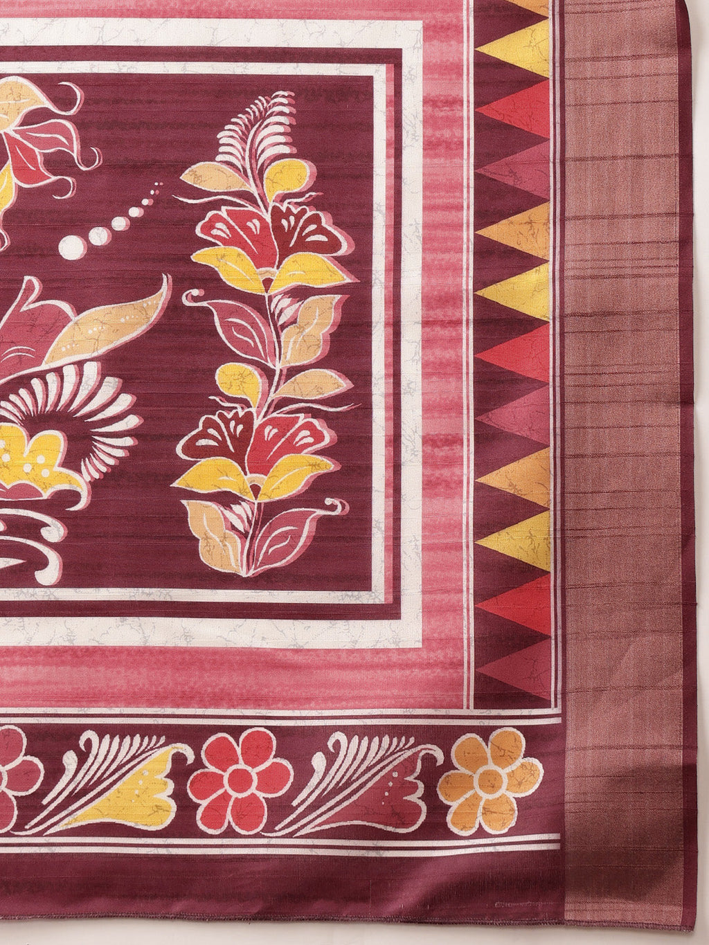 Pink Ikkat Kotha Silk Saree with Floral Digital Print