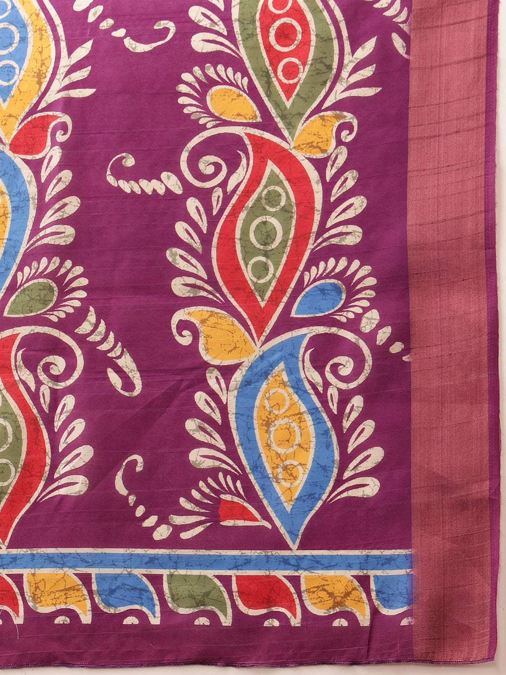 Purple Ikkat Kotha Silk Floral Digital Print Saree