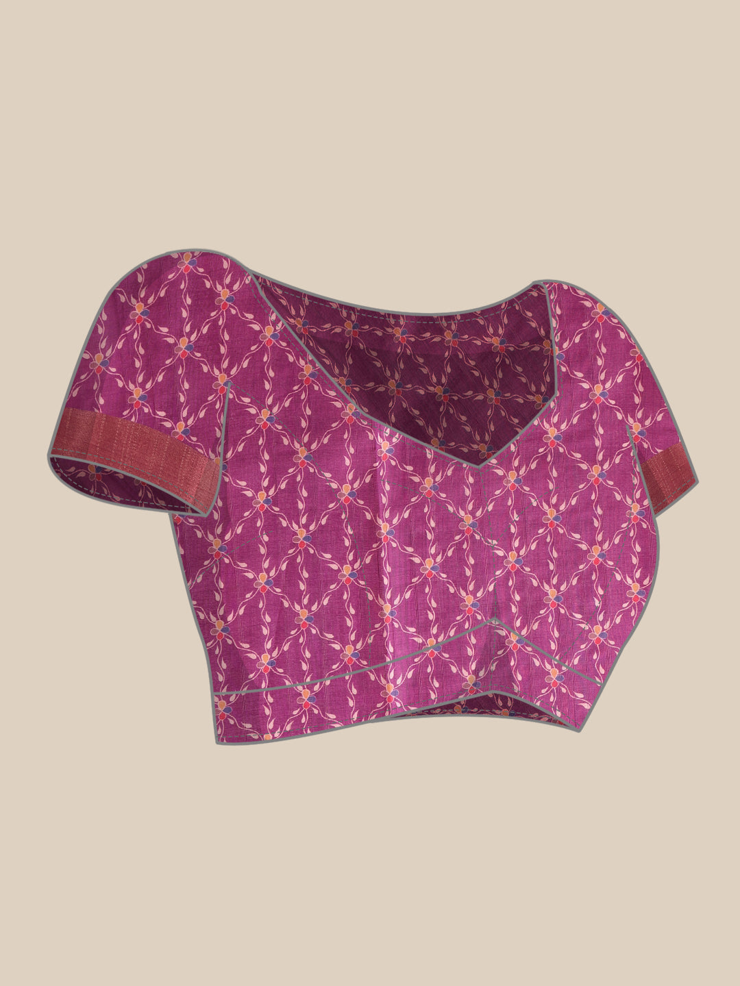 Purple Ikkat Kotha Silk Floral Digital Print Saree