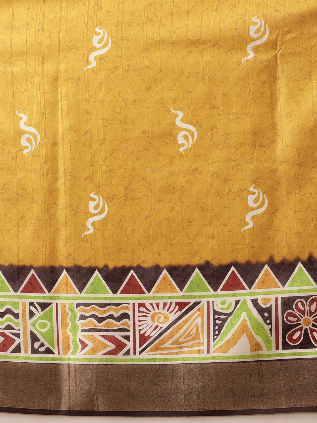 Yellow Ikkat Kotha Silk Floral Digital Print Saree