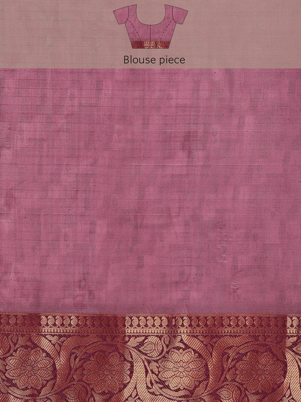 Beige Munga Silk Digital Print Floral Saree with Blouse Piece