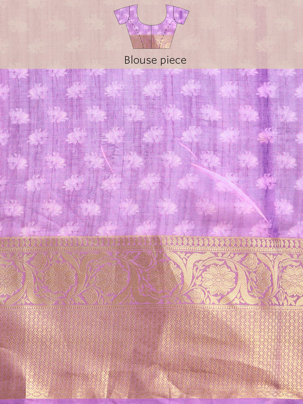 Multicolor Munga Silk Floral Print Saree with Blouse Piece