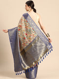 Beige Munga Silk Saree with Floral Digital Print Patterns