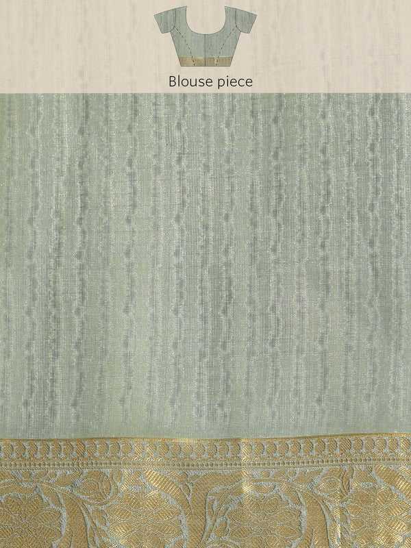 Beige Munga Silk Floral Print Saree with Unstitched Blouse Piece