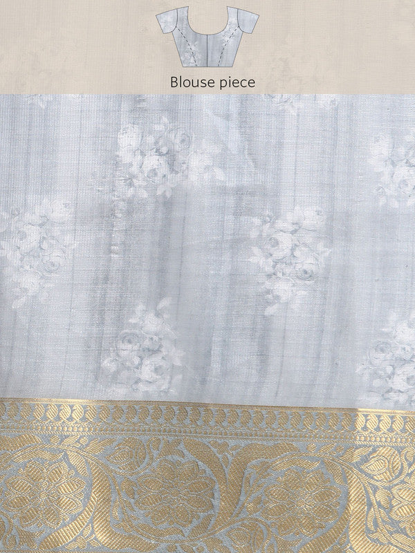 Rust Munga Silk Saree with Animal Print and Unstitched Blouse