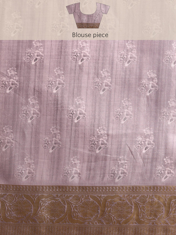 Gray Munga Silk Saree with Traditional Kalamkari Digital Print