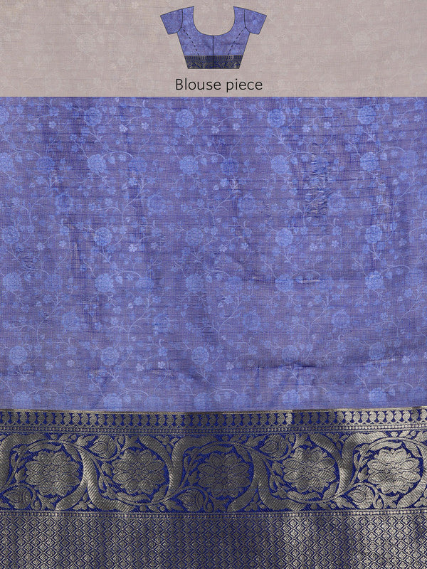 Beige Munga Silk Saree with Kalamkari Digital Print & Unstitched Blouse