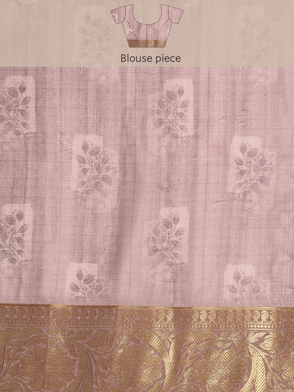 Gray Munga Silk Saree with Digital Print Kalamkari Patterns