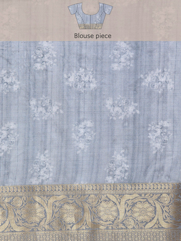Turquoise Munga Silk Digital Print Animal Print Saree