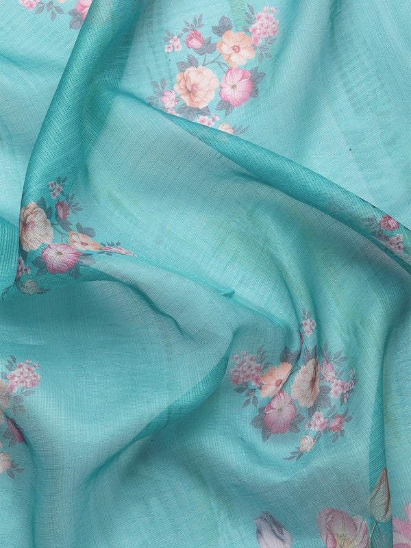 Off White Munga Silk Saree with Digital Animal Print