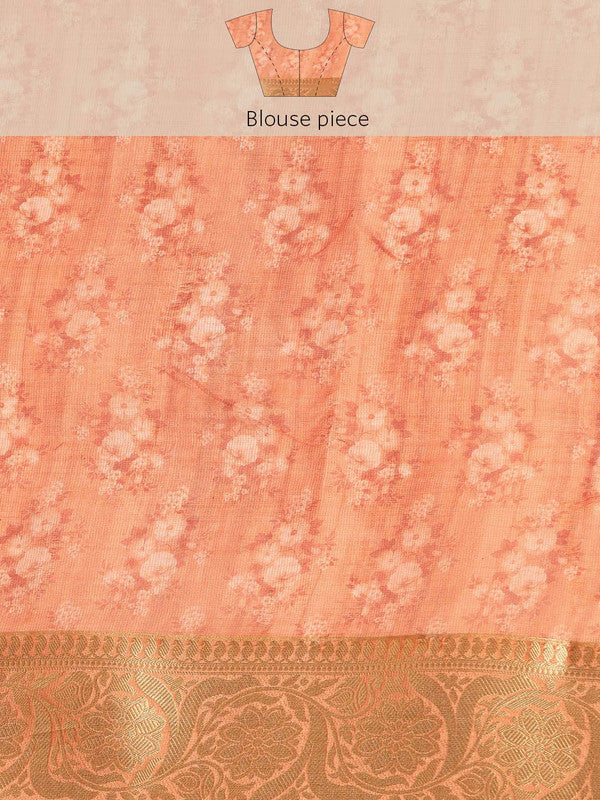 Off White Munga Silk Saree with Digital Animal Print