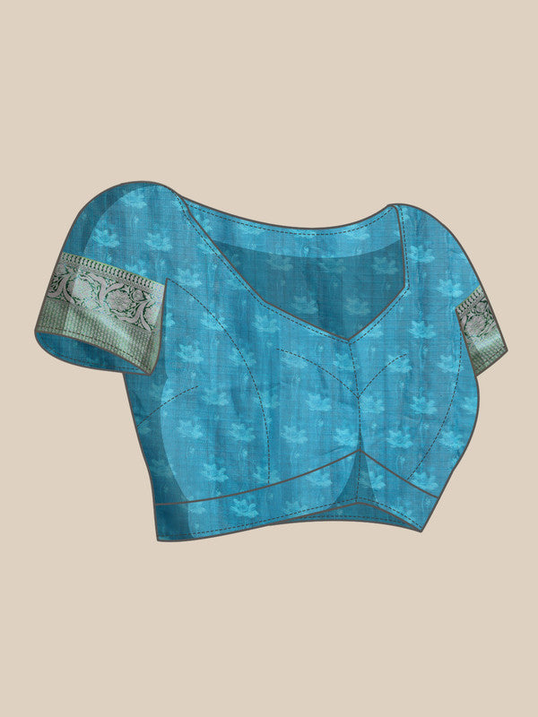 Gray Munga Silk Digital Print Bandhani Saree with Blouse