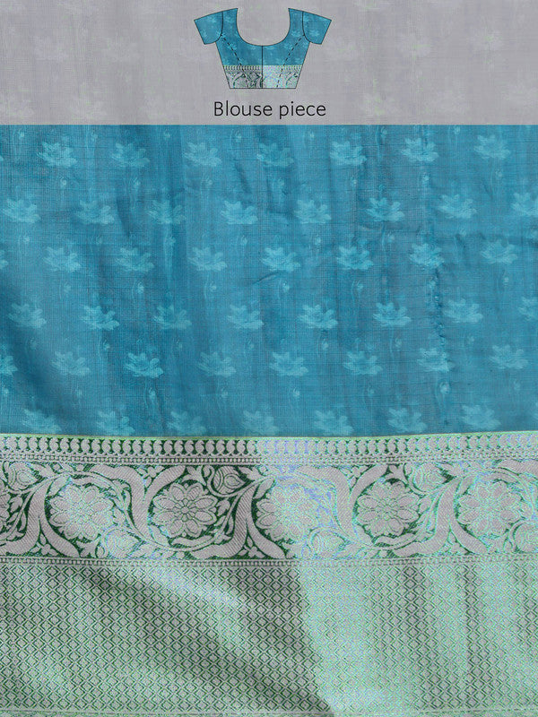 Gray Munga Silk Digital Print Bandhani Saree with Blouse
